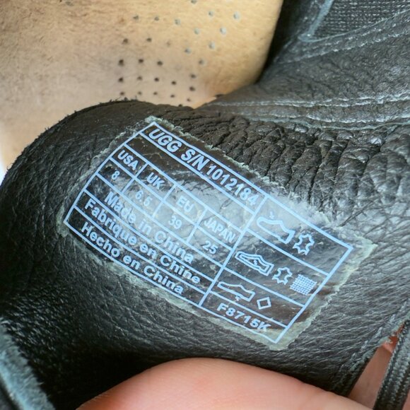 UGG  Hilarie‎ Wedge Sandals Black Leather Elastic Straps Espadrille US 8  EU 3 - Picture 10 of 12